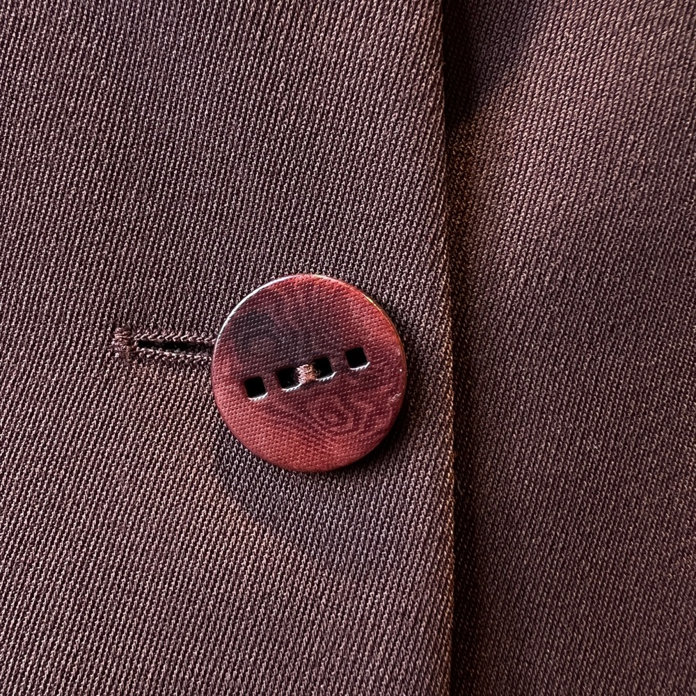 ESCADA Elements/Vintage women's blazer with Leather Trim and Wooden Buttons sz 6 - Picture 14 of 15